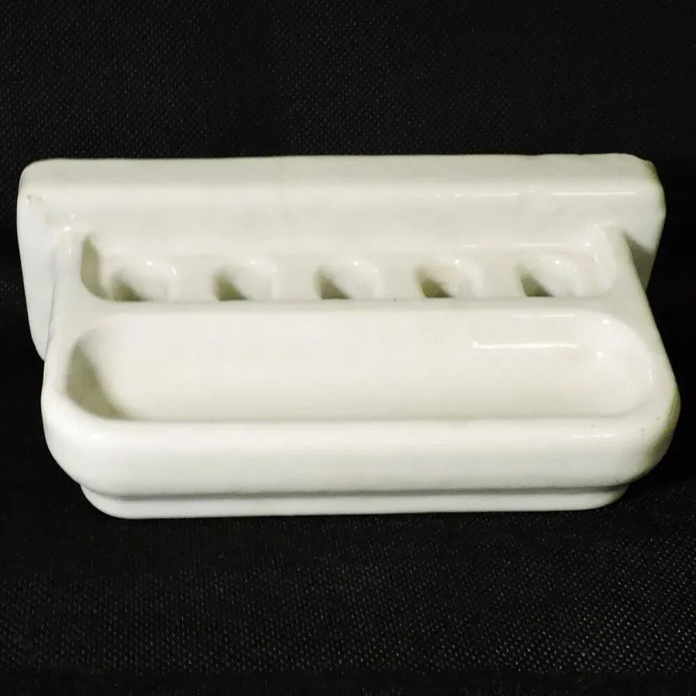 Vintage White Porcelain Toothbrush Holder And Cup Holder Bath Fixtures